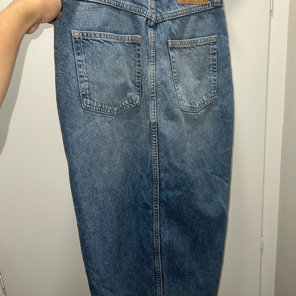 Blue Denim Midi Skirt